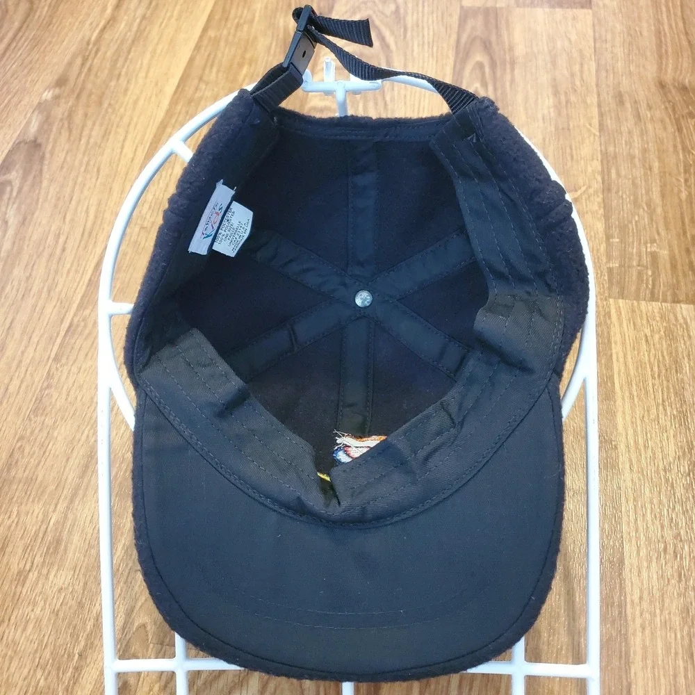 Vtg 90s Ski Hat Kids Strapback Black Fleece Talbots Outdoor Snow Rare‎